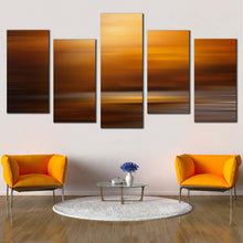 Load image into Gallery viewer, modern abstract canvas wall art abstract painting print yellow abstract sunset canvas set orange abstract background 5 piece canvas In Living room
