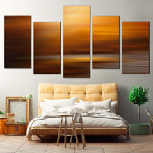 Load image into Gallery viewer, modern abstract canvas wall art abstract painting print yellow abstract sunset canvas set orange abstract background 5 piece canvas For Bedroom
