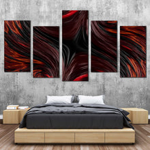 Load image into Gallery viewer, modern abstract canvas wall art abstract texture canvas set black red abstract fractal patterns 5 piece canvas print For Bedroom
