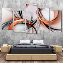 Load image into Gallery viewer, modern abstract canvas wall art black orange abstract art print 3d abstract fractal 5 piece canvas set For Bedroom
