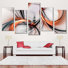 Load image into Gallery viewer, modern abstract canvas wall art black orange abstract art print 3d abstract fractal 5 piece canvas set For Your Living Room
