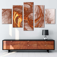 Load image into Gallery viewer, modern abstract canvas wall art brown elegant abstract 5 piece multi canvas white abstract fractal canvas print
