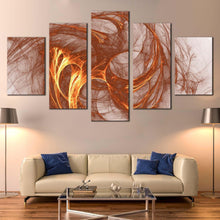 Load image into Gallery viewer, modern abstract canvas wall art brown elegant abstract 5 piece multi canvas white abstract fractal canvas print In Living Room
