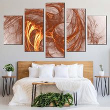 Load image into Gallery viewer, modern abstract canvas wall art brown elegant abstract 5 piece multi canvas white abstract fractal canvas print For Bedroom
