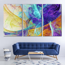 Load image into Gallery viewer, modern abstract canvas wall art colorful 3d abstract fractal 3 piece multi canvas abstract artistic canvas print In Living Room
