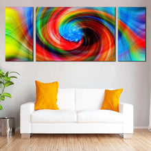 Load image into Gallery viewer, modern abstract canvas wall art colorful abstract spiral 3 piece canvas print abstract graphic multi canvas artwork In Living Room
