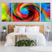 Load image into Gallery viewer, modern abstract canvas wall art colorful abstract spiral 3 piece canvas print abstract graphic multi canvas artwork In Bedroom
