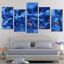 Load image into Gallery viewer, modern abstract canvas wall art contemporary marble artwork print yellow blue abstract stone 5 piece canvas set For Your Bedroom
