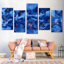 Load image into Gallery viewer, modern abstract canvas wall art contemporary marble artwork print yellow blue abstract stone 5 piece canvas set For Your Living room
