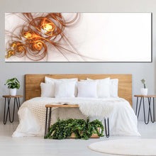 Load image into Gallery viewer, modern  abstract  canvas  wall  art  contemporary  yellow  abstract  patterns  wide  canvas  beautiful  white  abstract  fractal  panoramic  canvas  print For Bedroom
