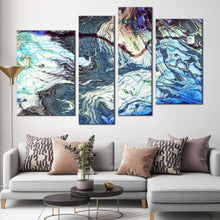 Load image into Gallery viewer, modern abstract canvas wall art gray abstract digital fractal pattern 4 piece canvas set blue abstract marble background canvas print for your living room 
