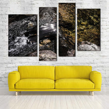 Load image into Gallery viewer, modern abstract canvas wall art grey stone river abstract 4 piece canvas set brown stone close up canvas print
