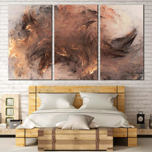 Load image into Gallery viewer, modern abstract canvas wall art grey yellow elegant abstract 3 piece canvas print 3d abstract fractal canvas set For Bedroom
