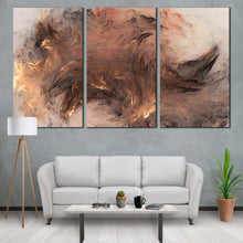 Load image into Gallery viewer, modern abstract canvas wall art grey yellow elegant abstract 3 piece canvas print 3d abstract fractal canvas set For Living Room
