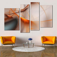 Load image into Gallery viewer, modern abstract canvas wall art orange abstract fractal 4 piece canvas grey modern abstract canvas set for living room
