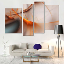 Load image into Gallery viewer, modern abstract canvas wall art orange abstract fractal 4 piece canvas grey modern abstract canvas set for your living room 
