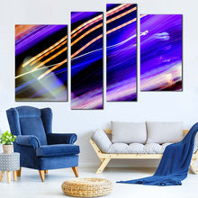 Load image into Gallery viewer, modern abstract canvas wall art orange blue abstract light trail 4 piece multi canvas abstract lights canvas print for living room
