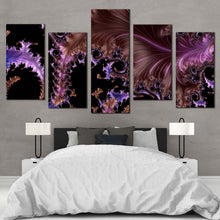 Load image into Gallery viewer, modern abstract canvas wall art purple fractal digital artwork 5 piece canvas brown black abstract fractal patterns canvas print abstract dream multi canvas For Bedroom
