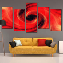 Load image into Gallery viewer, modern abstract canvas wall art red abstract graphic digital 5 piece canvas set black abstract chaos canvas print For Your Living room
