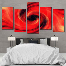 Load image into Gallery viewer, modern abstract canvas wall art red abstract graphic digital 5 piece canvas set black abstract chaos canvas print For Bedroom
