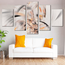 Load image into Gallery viewer, modern abstract canvas wall art white abstract fractal multiple canvas orange artistic abstract illustration 5 piece canvas print In Living Room
