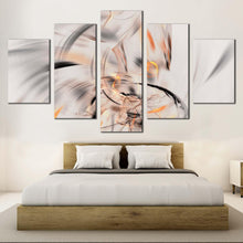 Load image into Gallery viewer, modern abstract canvas wall art white abstract fractal multiple canvas orange artistic abstract illustration 5 piece canvas print For Bedroom
