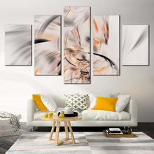 Load image into Gallery viewer, modern abstract canvas wall art white abstract fractal multiple canvas orange artistic abstract illustration 5 piece canvas print For Living room
