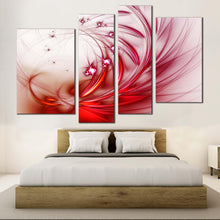 Load image into Gallery viewer, modern abstract canvas wall art white red abstract 4 piece canvas print fractal abstract digital artwork multi canvas for bedroom
