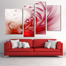 Load image into Gallery viewer, modern abstract canvas wall art white red abstract 4 piece canvas print fractal abstract digital artwork multi canvas for your living room 
