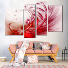 Load image into Gallery viewer, modern abstract canvas wall art white red abstract 4 piece canvas print fractal abstract digital artwork multi canvas
