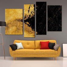 Load image into Gallery viewer, modern abstract canvas wall art yellow black grunge abstract paint 4 piece canvas print stone texture multiple canvas for living room
