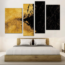 Load image into Gallery viewer, modern abstract canvas wall art yellow black grunge abstract paint 4 piece canvas print stone texture multiple canvas
