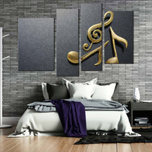 Load image into Gallery viewer, modern music canvas print gold isolated music 4 piece canvas wall art grey abstract elegant music notes multi canvas artwork for bedroom
