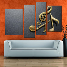 Load image into Gallery viewer, modern music canvas print gold isolated music 4 piece canvas wall art grey abstract elegant music notes multi canvas artwork for your living room 
