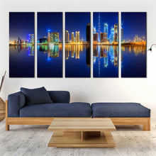 Load image into Gallery viewer, modern Dubai Business Bay Line of Towers Reflection 5 piece home decor For Living Room
