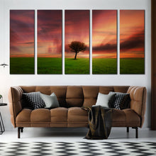 Load image into Gallery viewer, modern canvas artwork Alone Tree Green Fields In Living room
