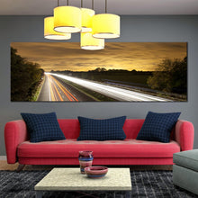 Load image into Gallery viewer, modern  city  traffic  light  trail  at  night  paronamic  wall  decor In Living Room
