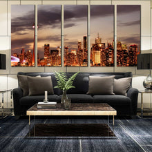 Load image into Gallery viewer, modern grey skyline sunset toronto cityspace 5 piece home decor In Living Room
