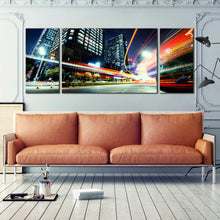 Load image into Gallery viewer, modern red yellow city traffic lights trail at night 3 piece wall decor For Living Room
