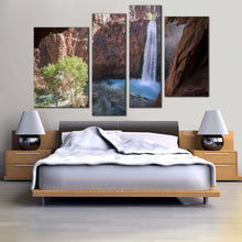 Load image into Gallery viewer, mooney falls canvas wall art arizona white waterfall landscape canvas set brown grand canyon 4 piece canvas print for your bedroom
