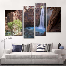 Load image into Gallery viewer, mooney falls canvas wall art arizona white waterfall landscape canvas set brown grand canyon 4 piece canvas print
