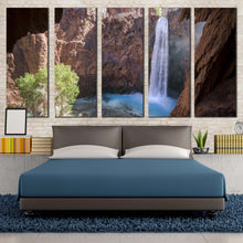 Load image into Gallery viewer, mooney waterfall canvas wall art arizona brown grand canyon 5 piece multiple canvas white waterfall landscape canvas print For Bedroom
