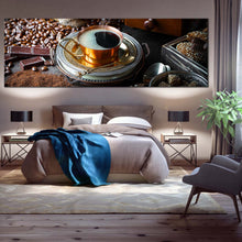 Load image into Gallery viewer, morning  coffee  canvas  wall  art  brown  coffee  background  1  piece  canvas  print  black  coffee  scene  canvas  artwork For Bedroom
