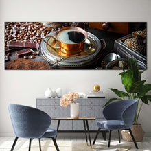 Load image into Gallery viewer, morning  coffee  canvas  wall  art  brown  coffee  background  1  piece  canvas  print  black  coffee  scene  canvas  artwork For Living Room
