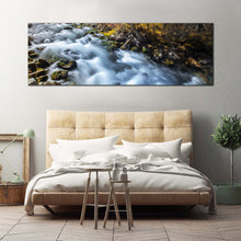 Load image into Gallery viewer, mountain  waterfall  canvas  wall  art  beautiful  white  sichuan  china  falls  panoramic  canvas  artwork  yellow  pine  forest  autumn  waterfall  wide  canvas  print For Bedroom
