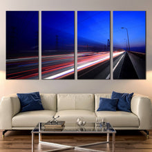 Load image into Gallery viewer, multi Panel red orange car lights trails 5 piece canvas print In Living room
