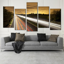 Load image into Gallery viewer, multi panel amazing highway traffic lights at evening 5 piece home decor In Living Room
