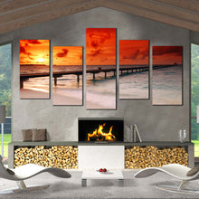 Load image into Gallery viewer, multi panel canvas art decor ocean pier sunset wall art For Your Living Room
