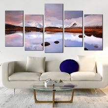 Load image into Gallery viewer, multi panel canvas print snow covered blackmount In Living Room
