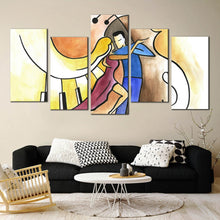 Load image into Gallery viewer, multi panel portrait dancing couple music piano abstract wall decor In Living Room
